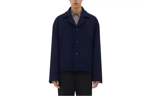 Bottega Veneta Coats Men's Blue Lapel Moderate Straight Fit