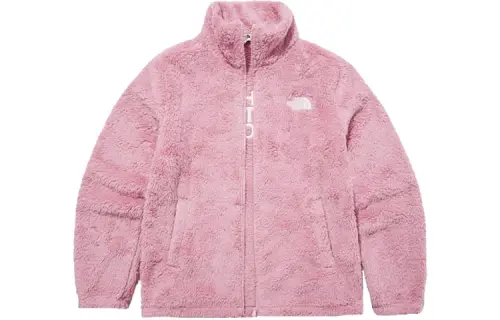 THE NORTH FACE Velvet Jackets Unisex Light Pink Stand Collar Thickened