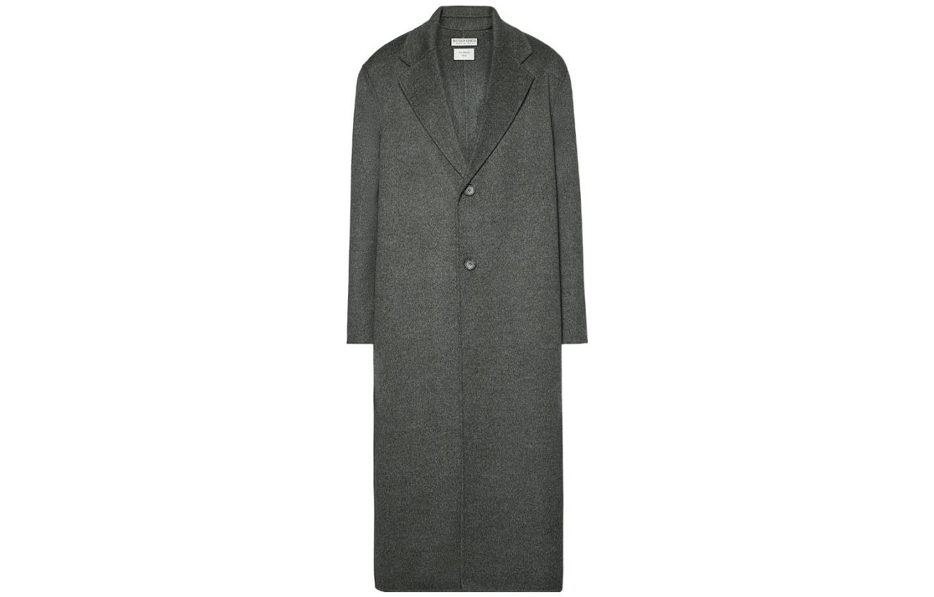 Bottega Veneta Coats Men's Dark Gray Lapel Moderate Straight Fit