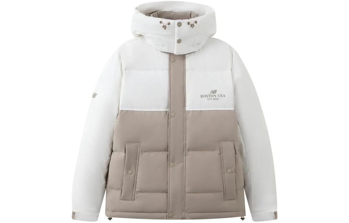 New Balance Down Jackets Men's Light Khaki Hooded Moderate Other