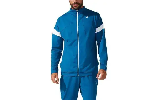 ASICS Jackets Men's Deep Sea Cyan Stand Collar Moderate Other