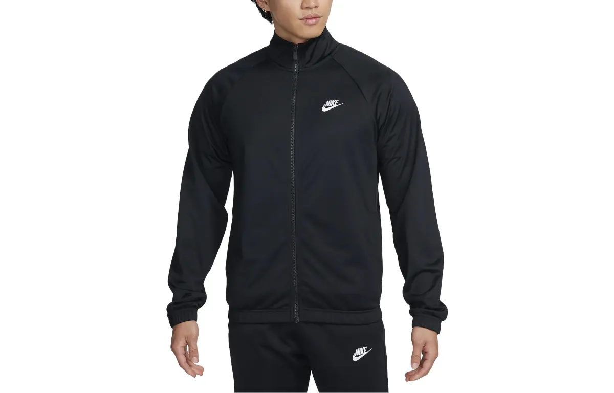 Nike Jackets Men's Black Stand Collar Moderate Straight Fit