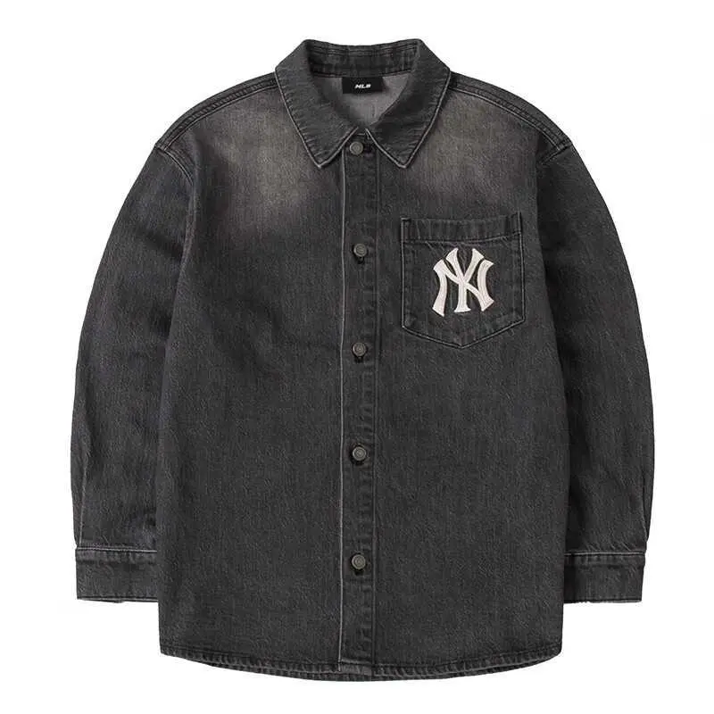 MLB Denim Jacket Unisex Charcoal Gray