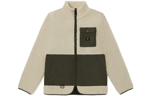 Vans Velvet Jackets Unisex White Green Multicolor Stand Collar Moderate