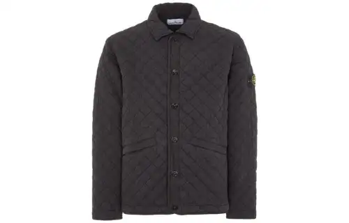 Stone Island Logo Patch Quilted Buttoned Jacket