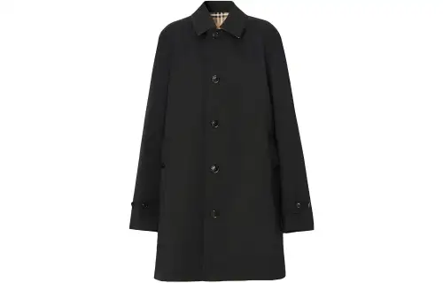 Burberry Coats Men's Black Lapel Moderate Straight Fit