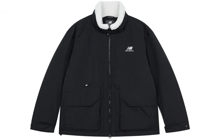 New Balance Velvet Jackets Unisex Black Stand Collar Moderate