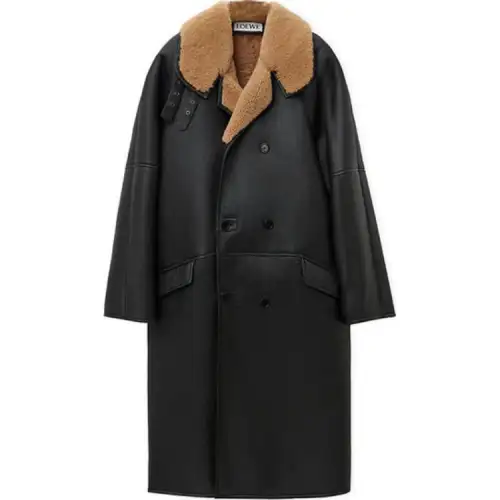 LOEWE Coats Men's Black Lapel Moderate Straight Fit