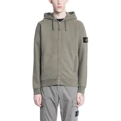 STONE ISLAND Logo Patch Zip-Up Hoodie