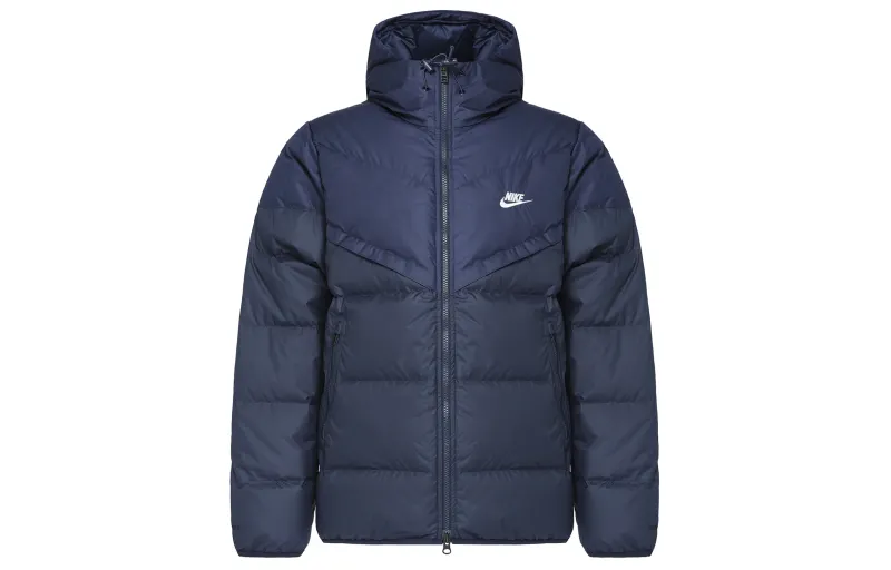 Nike Down Jackets Men's Blue Hooded Moderate