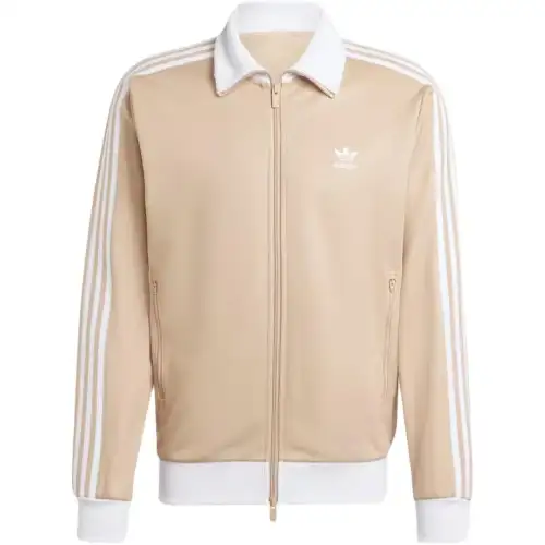 Adidas originals Adicolor Classics Beckenbauer Track Top Striped Brand Logo Print Lapel Zipper Long Sleeve Jacket Men's Magic Beige