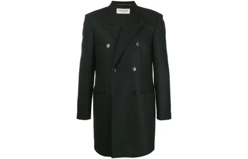 SAINT LAURENT Coats Men's Black Suit Collar Moderate