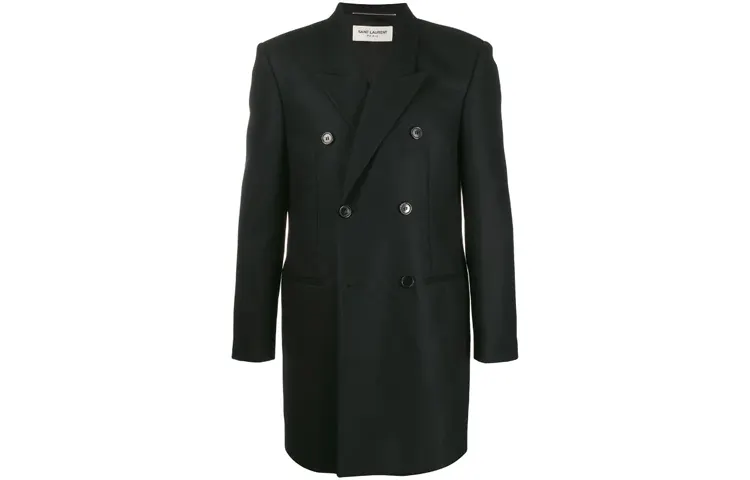 SAINT LAURENT Coats Men's Black Suit Collar Moderate