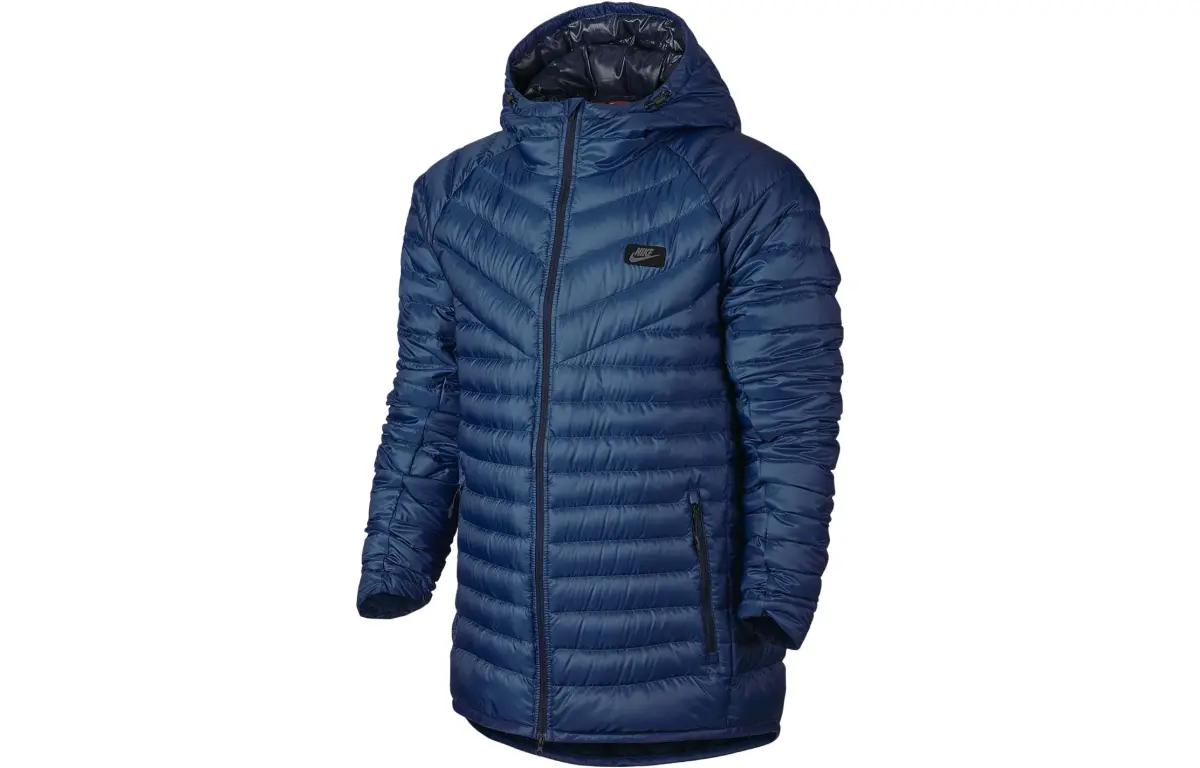 Nike Down Jackets Men's Blue Stand Collar Moderate Straight Fit