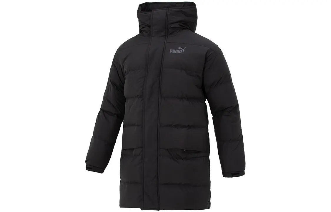 PUMA Down Jackets Unisex Black Hooded Moderate Quilted Down Jacket