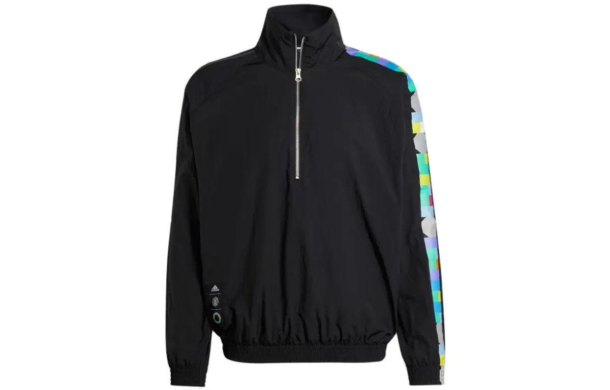 Adidas Manchester United Jackets Men's Black Stand Collar Moderate Other