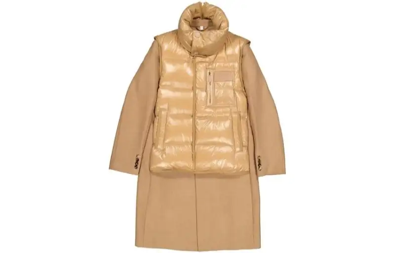 Burberry Coats Men's Camel Stand Collar Moderate Straight Fit