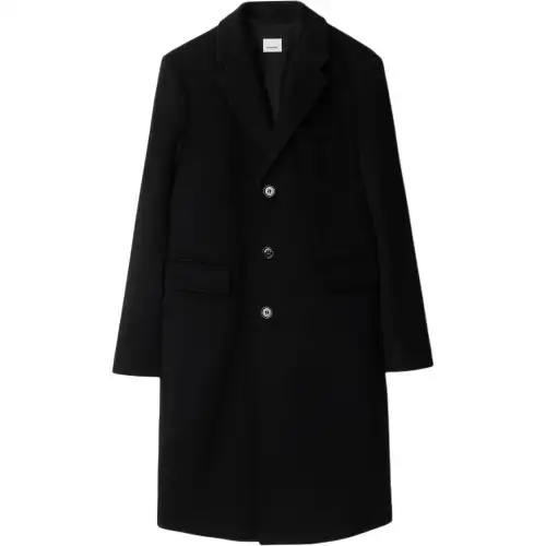 Burberry Coats Men's Black Lapel Moderate Straight Fit