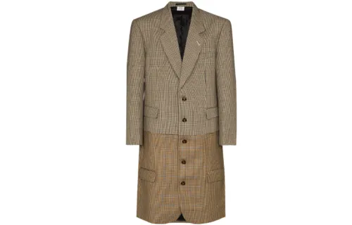 Vetements Coats Men's Brown Suit Collar Moderate Straight Fit
