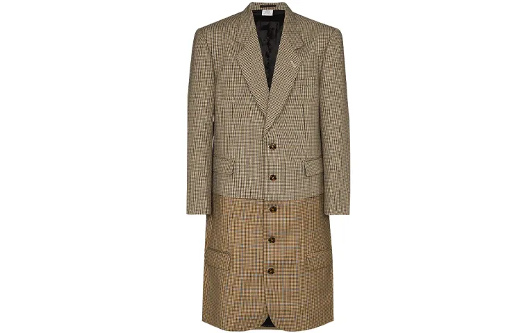 Vetements Coats Men's Brown Suit Collar Moderate Straight Fit