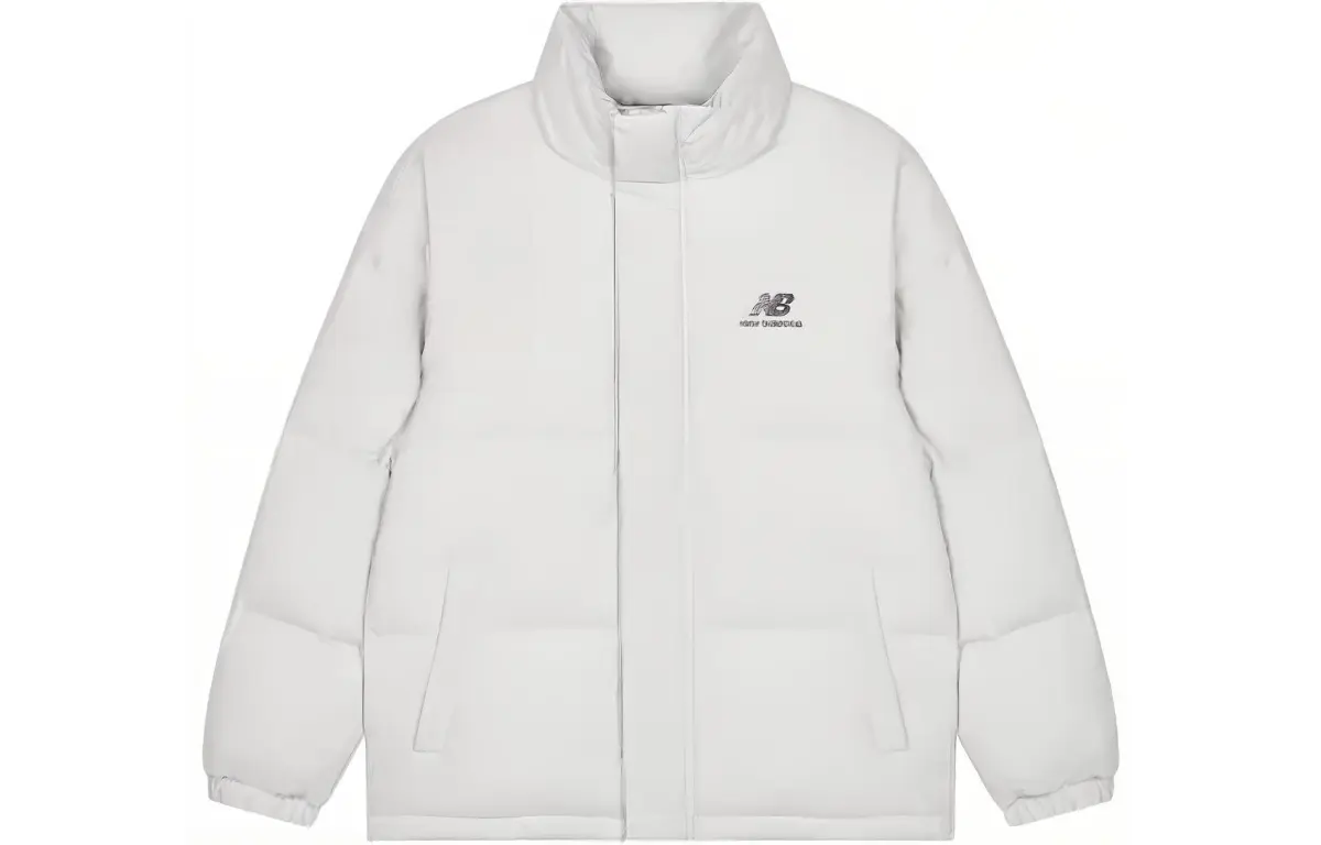 New Balance Down Jackets Men's White Stand Collar Moderate Straight Fit