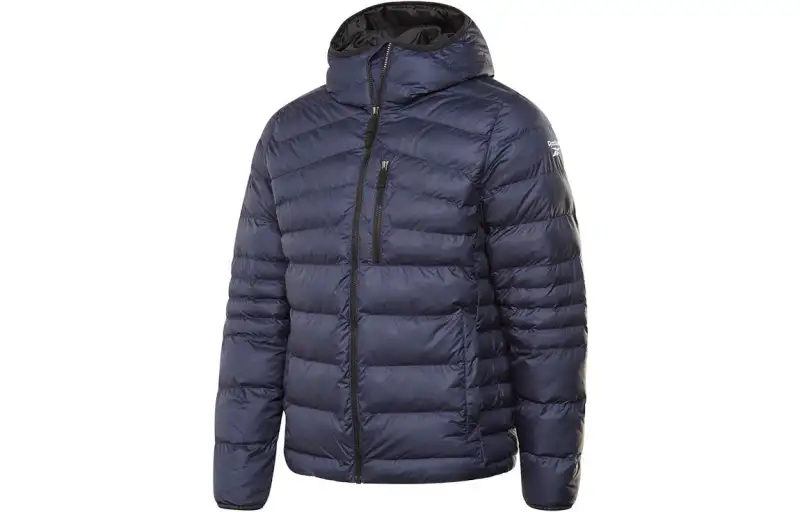 Reebok Puffer Jackets Men's Navy Blue Hooded Moderate Other