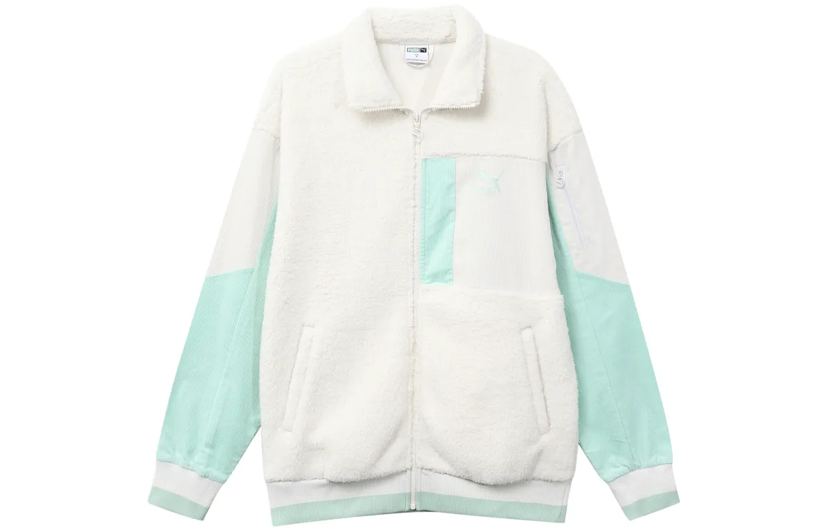PUMA Velvet Jackets Men's White Stand Collar Moderate