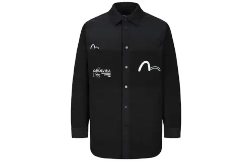 EVISU Jackets Men's Black Stand Collar Moderate Other