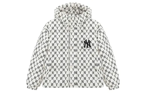 MLB Down Jackets Unisex White Hooded Moderate Quilted Down Jacket