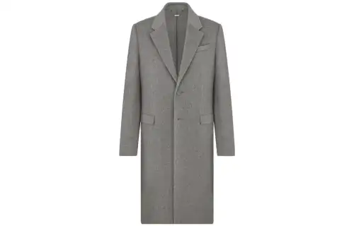 DIOR Coats Men's Gray Suit Collar Moderate Straight Fit