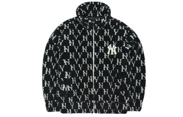 MLB Velvet Jackets Unisex Black Stand Collar Moderate