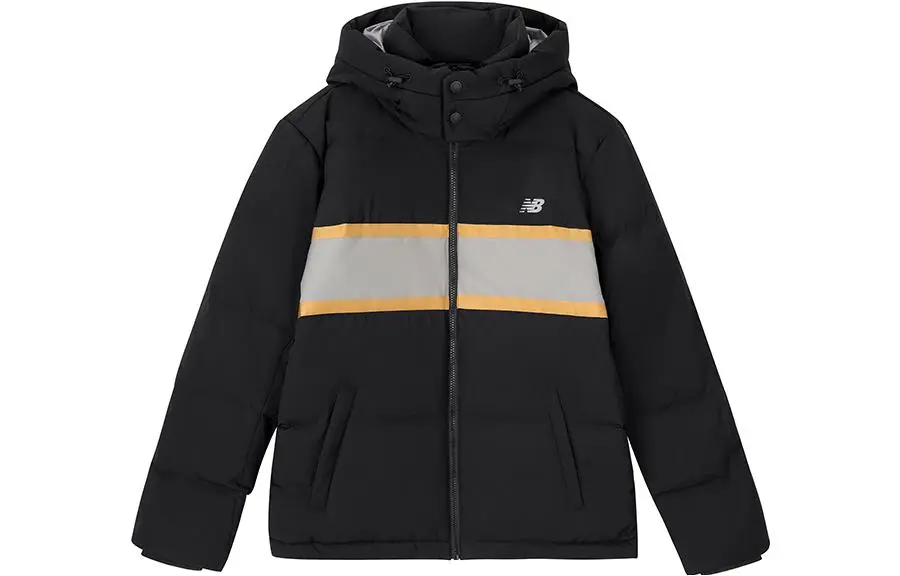 New Balance Down Jackets Men's Black Hooded Moderate Straight Fit