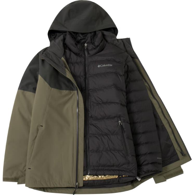 Columbia Columbia, sports velvet waterproof liner for leisure with hood, keep warm green jacket, duck down