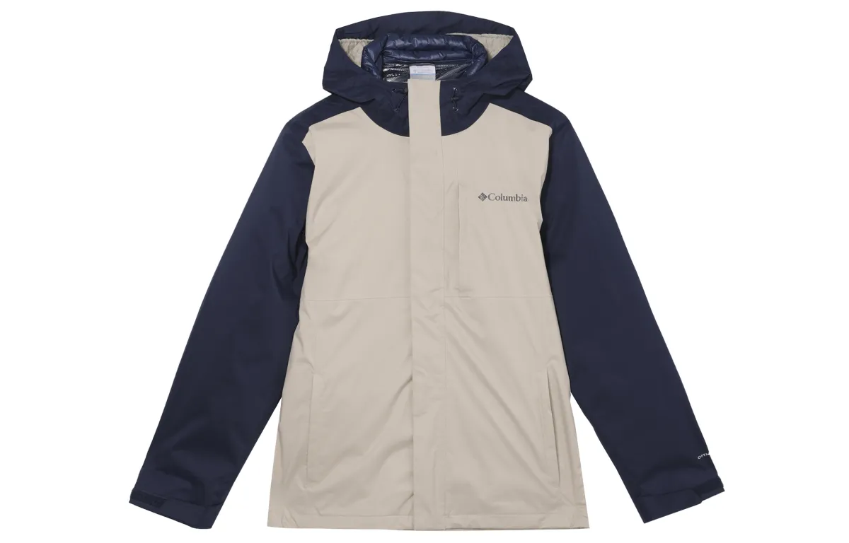 Columbia CABOT TRAIL Business/Casual Waterproof Thermal Heat Reflective Windbreaker Jacket Men's Beige Blue