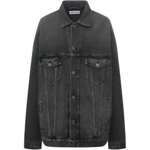 Balenciaga Denim Jacket, Loose Fit Men's Black