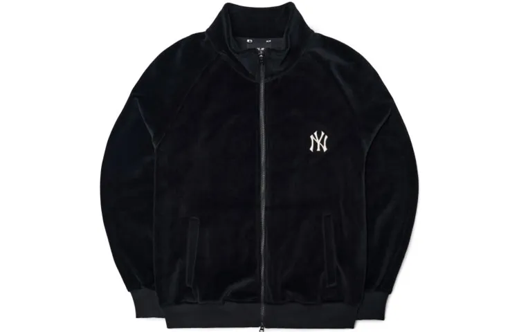 MLB Velvet Jackets Unisex Black Stand Collar Moderate