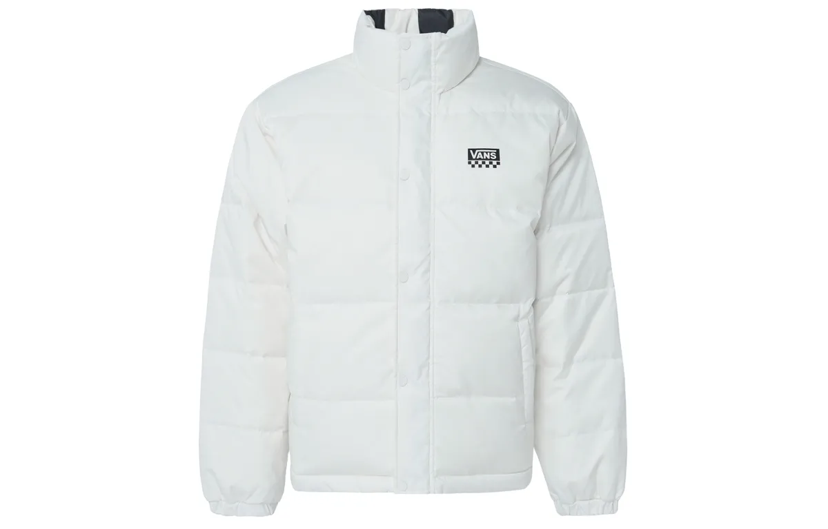 Vans Down Jackets Unisex Ecru Stand Collar Moderate Straight Fit