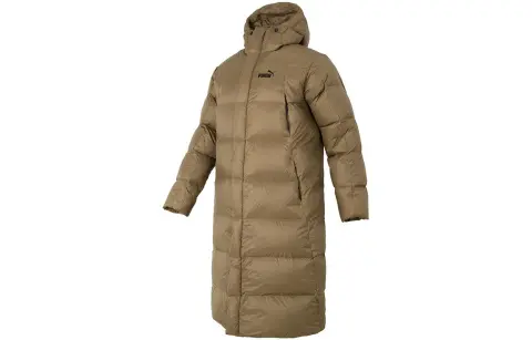 PUMA Down Jackets Men's Brown Hooded Moderate Straight Fit