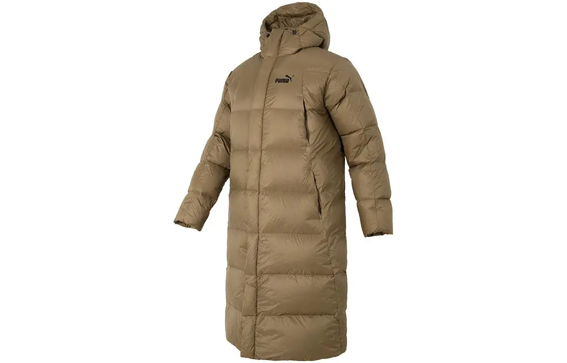 PUMA Down Jackets Men's Brown Hooded Moderate Straight Fit