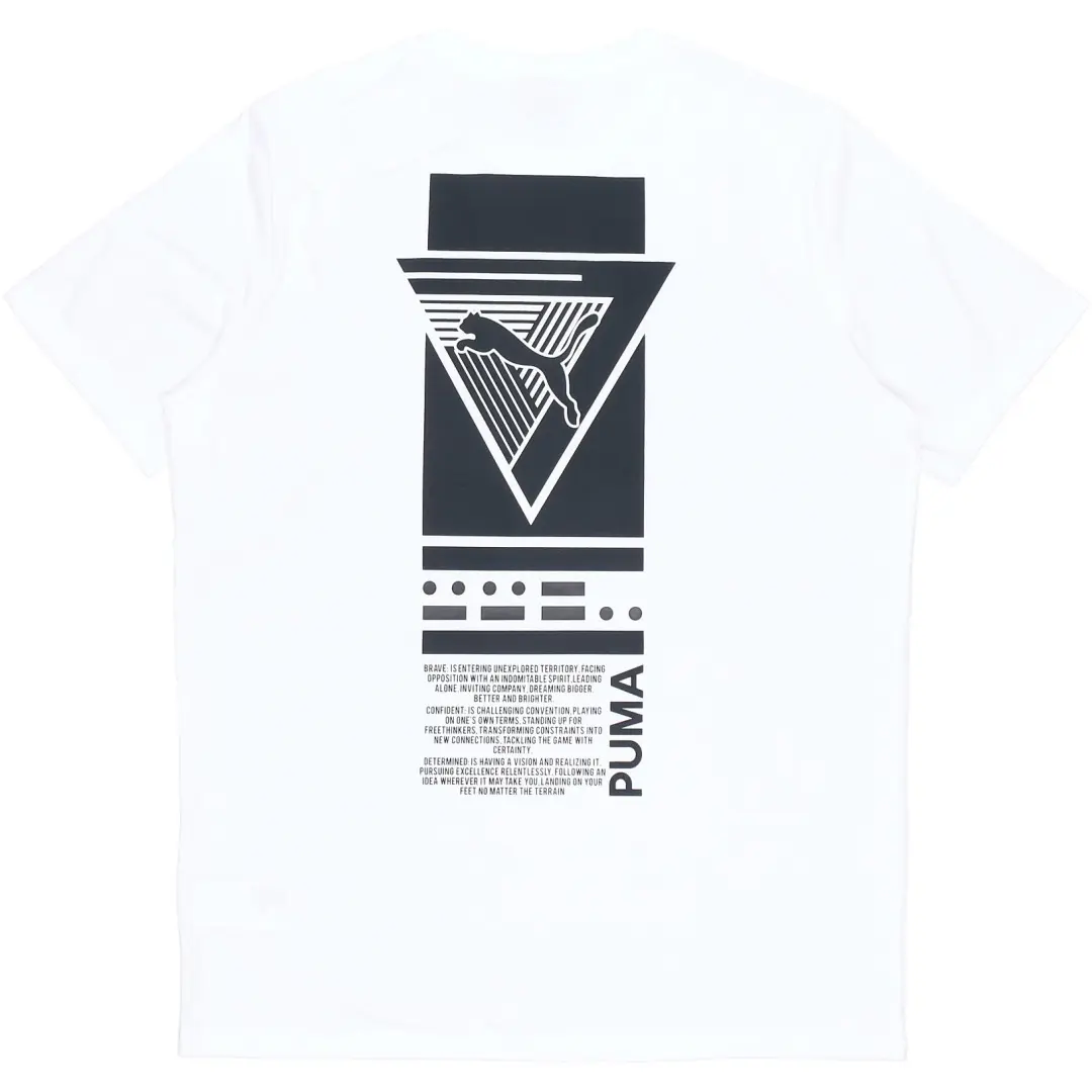PUMA T Shirts Men's White Crew Neck Moderate Straight Fit