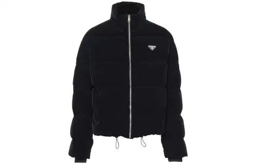 PRADA Velvet Cropped Down Jacket