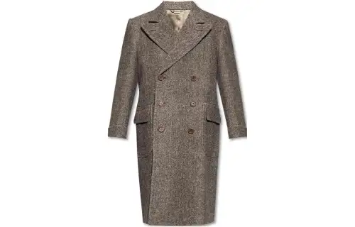 GUCCI Coats Men's Dark Coffee Lapel Moderate Straight Fit