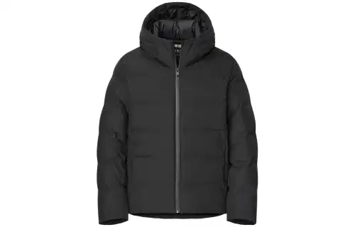 UNIQLO Down Jackets Men's Black Hooded Moderate Seamless Down Jacket