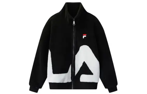 FILA Velvet Jackets Men's Black Stand Collar Moderate