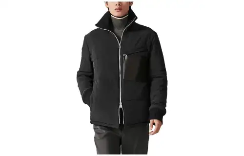 HERMES Jackets Men's Black Stand Collar Moderate Other
