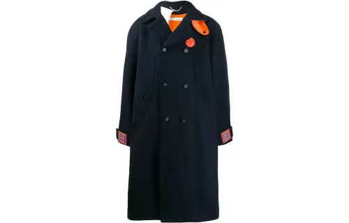 OFF WHITE Coats Men's Blue Lapel Moderate