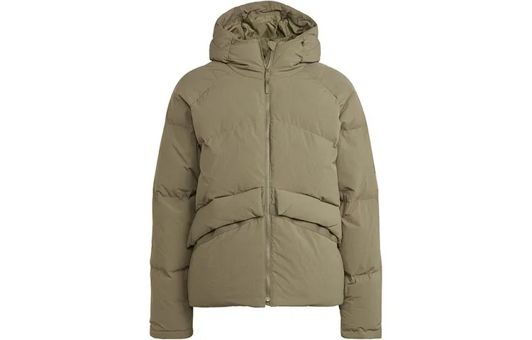 Adidas Down Jackets Men's Khaki Hooded Moderate Nipped-in Waist