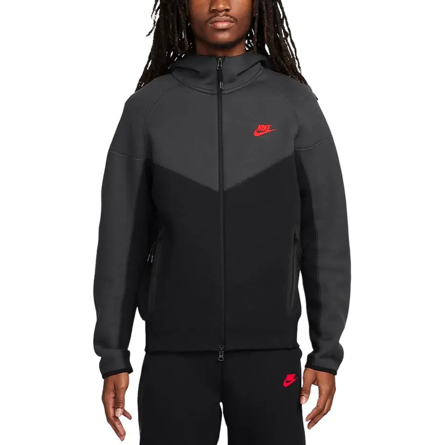 Nike Sportswear Tech Fleece Jacket Men's Black/Dark Smoke Gray/Light Red