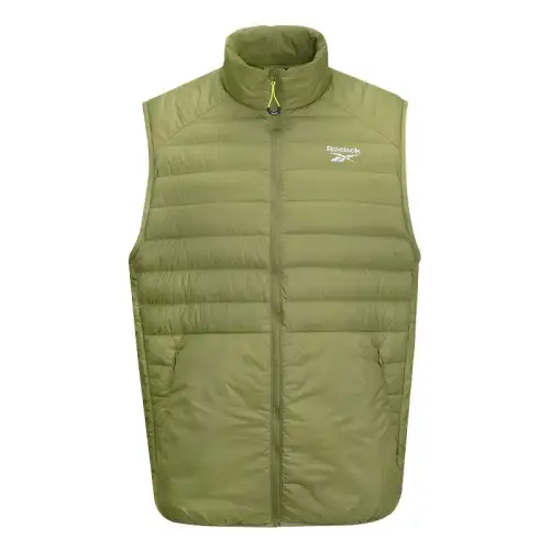 Reebok Down Vests Unisex Olive Green Stand Collar Moderate Other