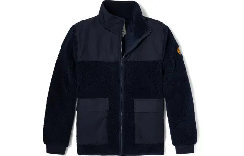Timberland Velvet Jackets Men's Dark Blue Stand Collar Thickened